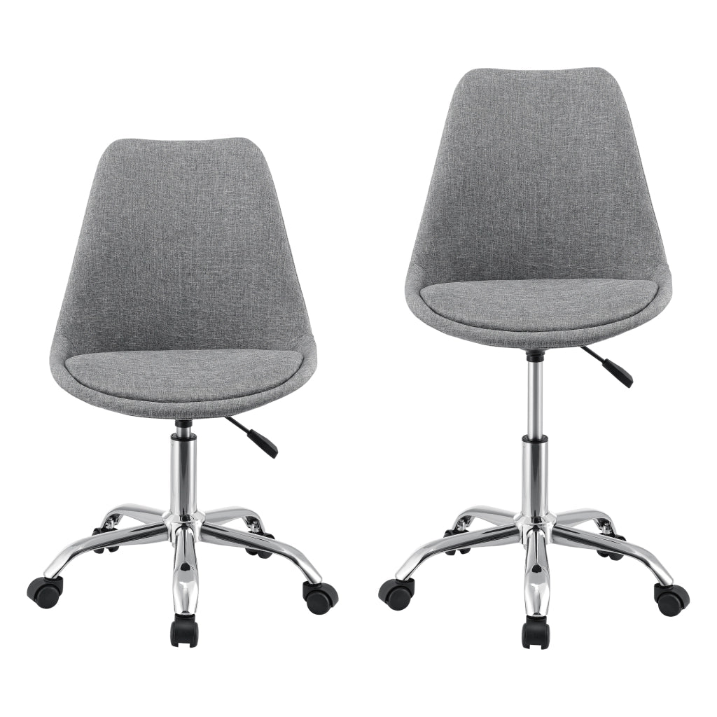 Sedia Girevole da Scrivania Regolabile in Altezza tra 44-54 cm Sedia da Ufficio con 5 Rotelle Seduta Imbottita - Rivestimento in Tessuto Grigio Chiaro