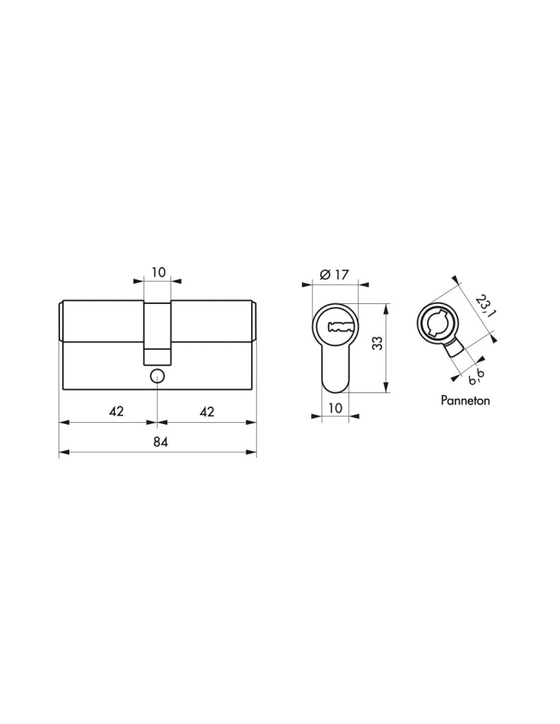 Cilindro europeo Federal 2 - 40X40mm nichel, anti-sfilamento, anti-perforazione, 5 chiavi reversibili - THIRARD