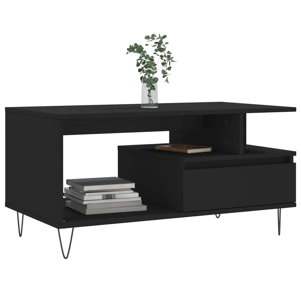 Tavolino da Salotto Nero 90x49x45 cm in Legno Multistrato 831021
