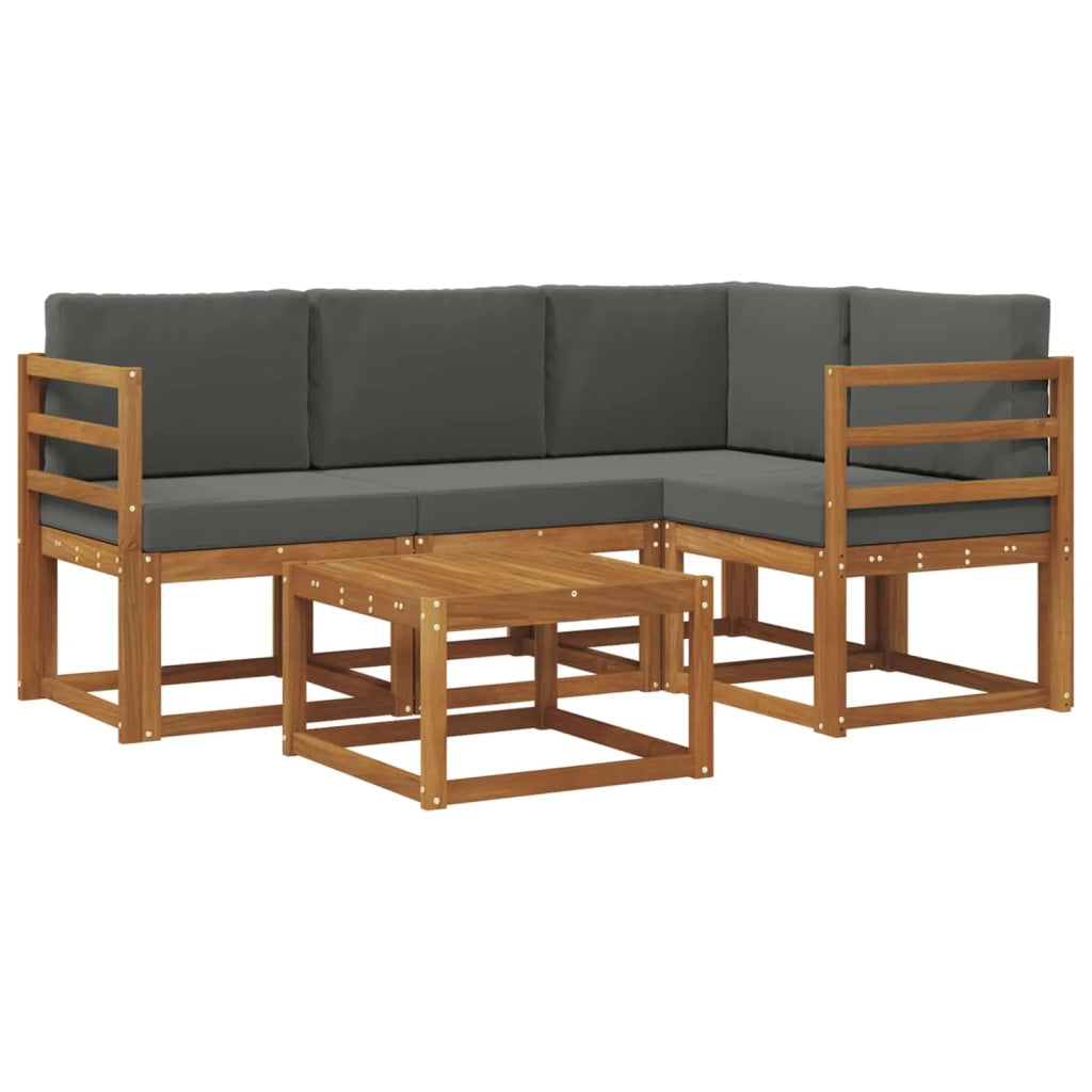 Set di divani da esterno con cuscino 5 pcs Naturale e Antracite