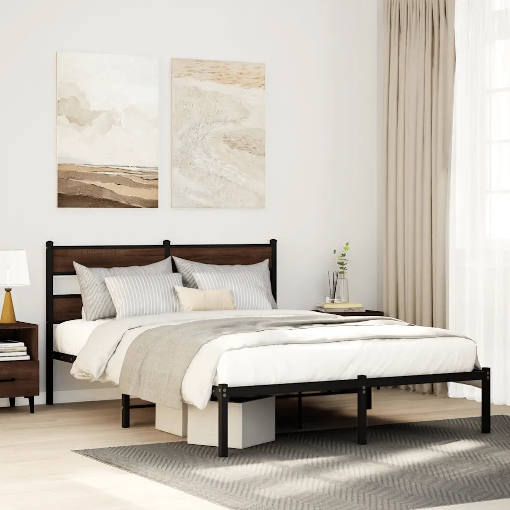 vidaXL Giroletto senza Materasso con Testiera Rovere Marrone 150x200cm