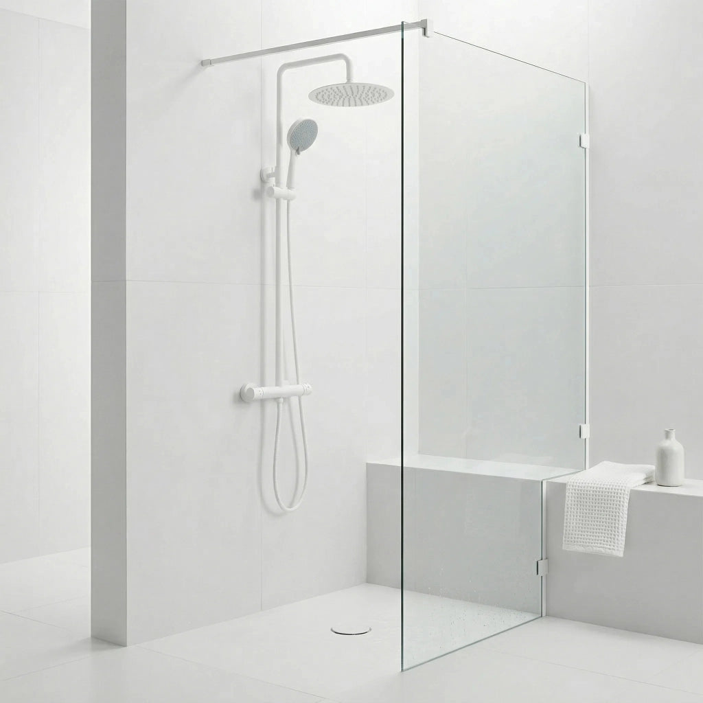 Set Doccia Senza Bocca Di Erogazione Con Termostato Rea Lungo White