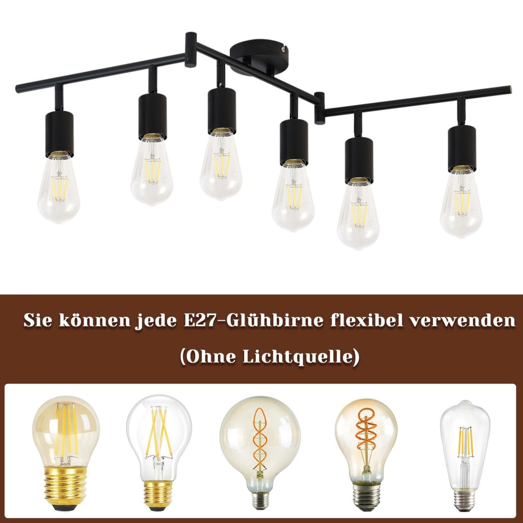 ZMH Faretto da soffitto nero - Lampada da soffitto con faretti E27 orientabili a 350° per camera da letto vintage