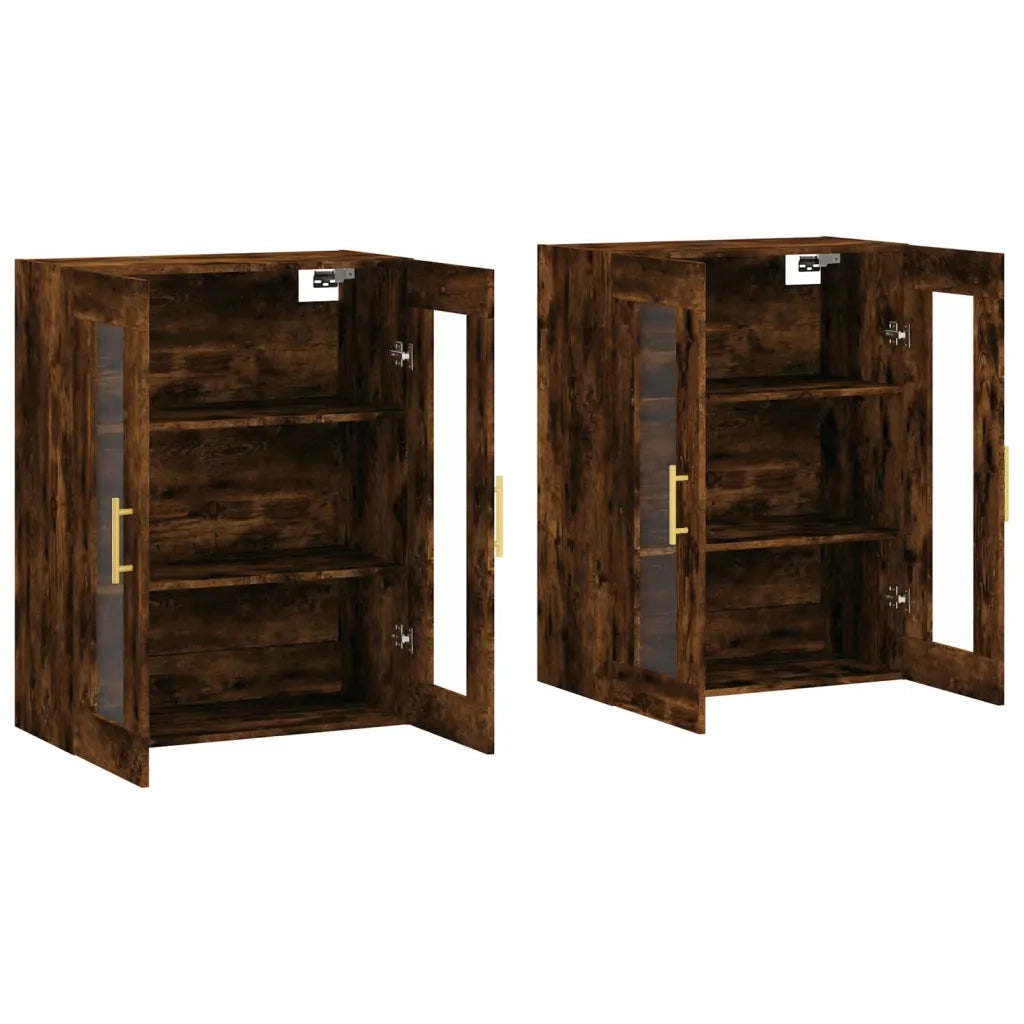 Armadietti a Parete 2 pz Rovere Fumo in Legno Multistrato 3197934