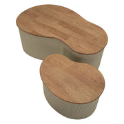 Kashan, Tavolino da Salotto set da 2, 37x58x92h cm Marrone Rovere