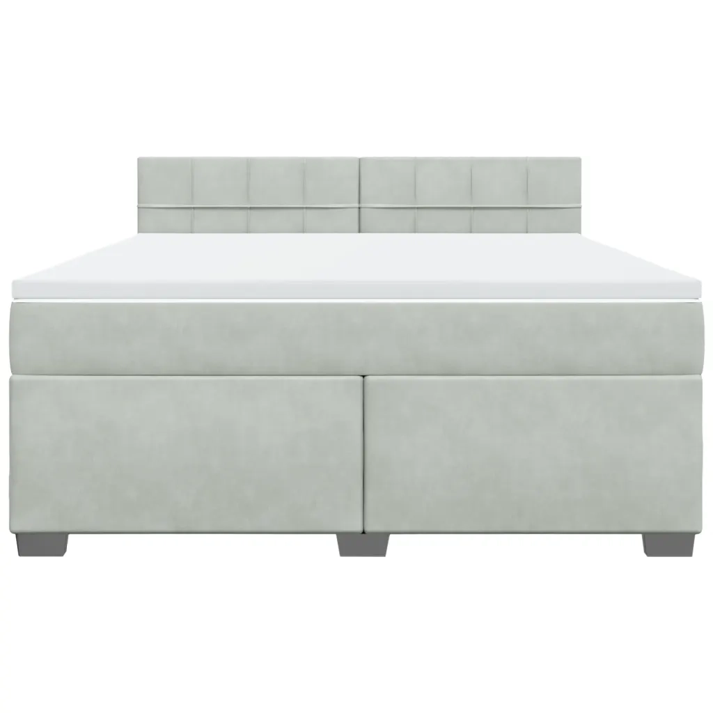 Giroletto a Molle con Materasso Grigio Chiaro 180x200cm Velluto