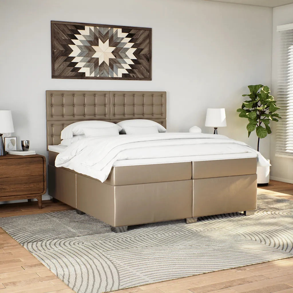 Giroletto a Molle con Materasso Cappuccino 200x200cm Similpelle 3293039