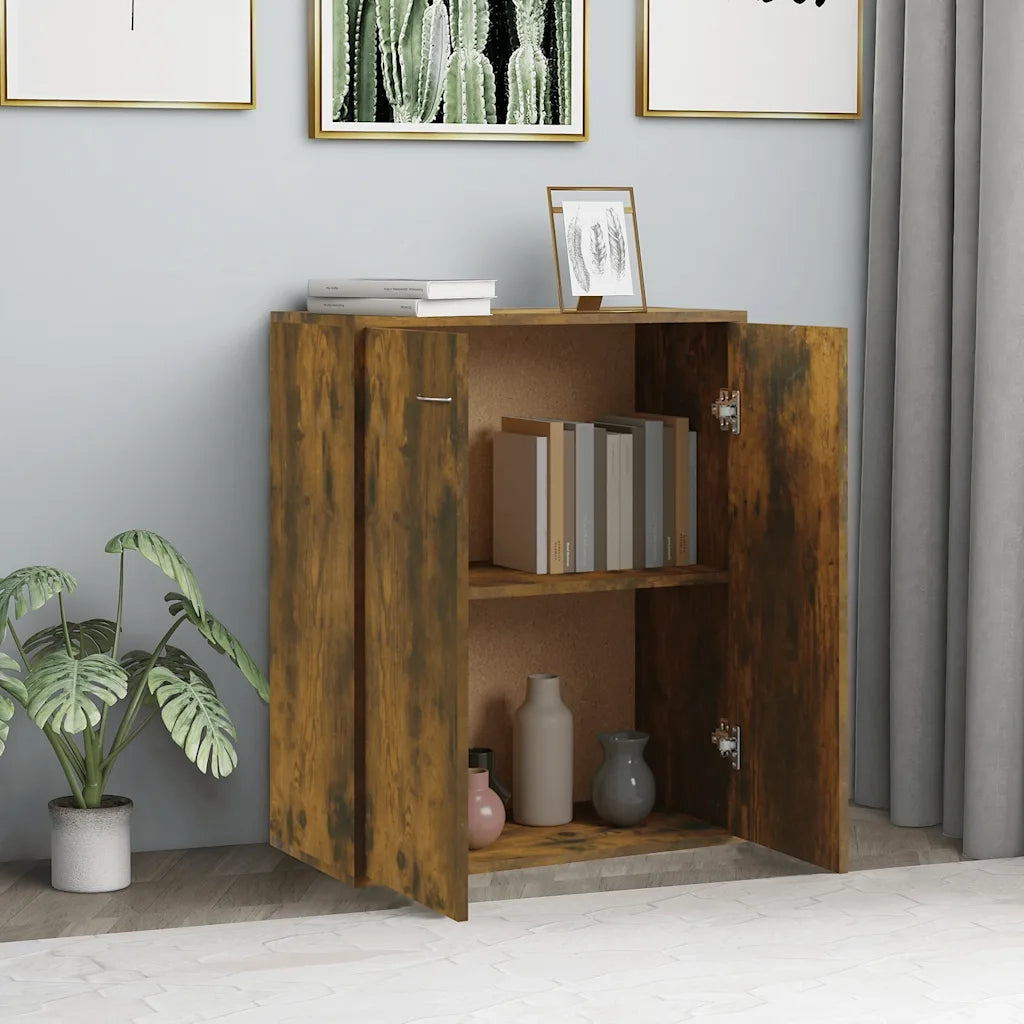 Credenza Rovere Fumo 60x30x75 cm in Legno Multistrato 815378