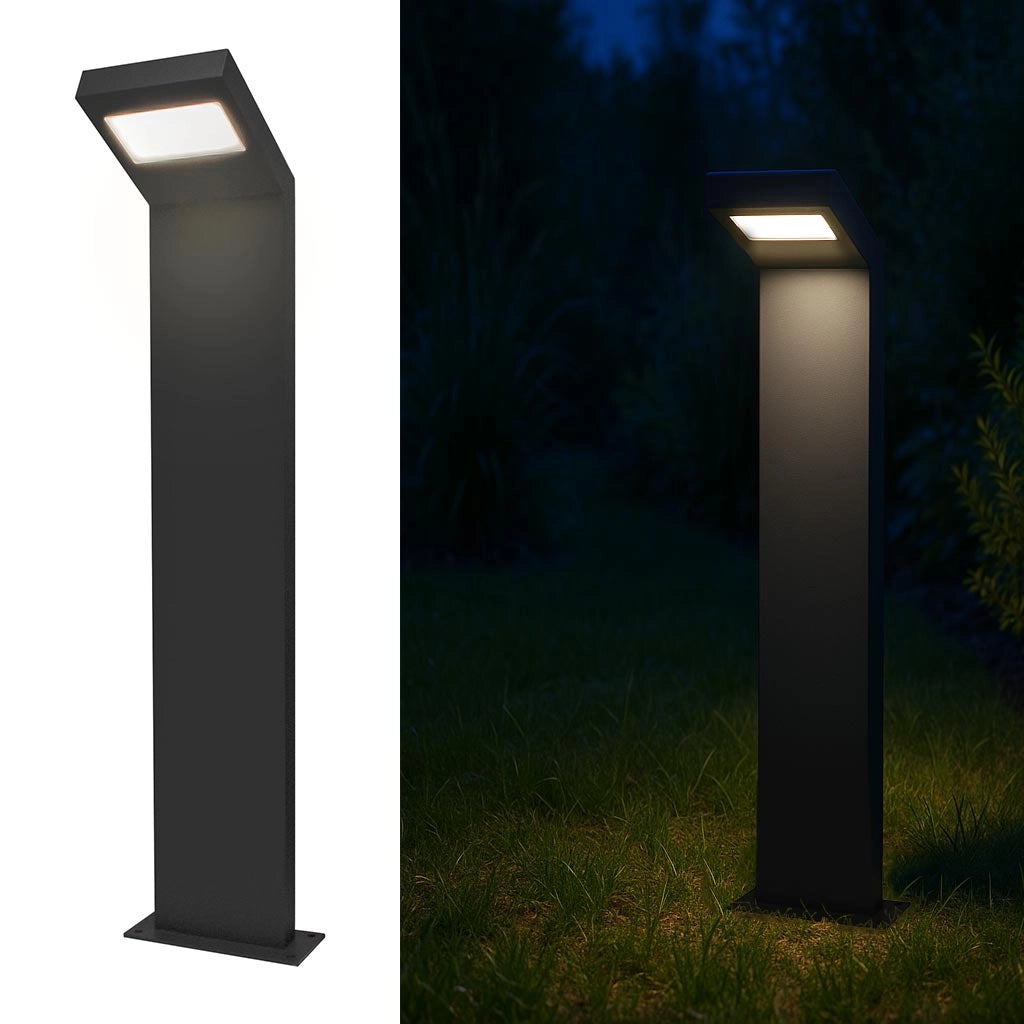 Lampione moderno LED 10W IP54 lampioncino impermeabile paletto luminoso esterni luce giardino viale cortile 58cm grigio scuro
