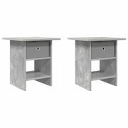 Set di 2 Comodini | Armadio da Notte | Mobiletto da notte Grigio cemento 41 x 40 x 45 cm Legno multistrato