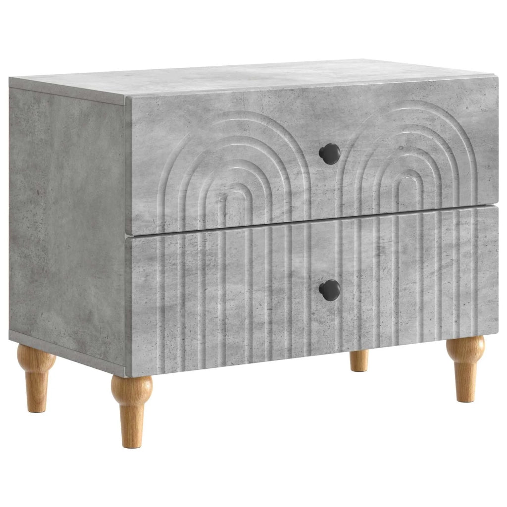 Comodino | Armadio da Notte | Mobiletto da notte con cassetto Grigio Cemento 62 x 34,5 x 48 cm