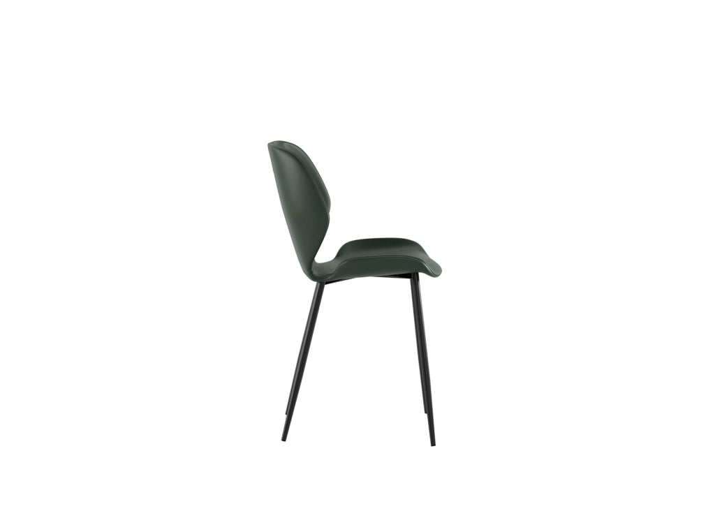Sedia da pranzo Diana con seduta in soft-touch verde scuro e gambe in metallo nero, design vintage moderno - Sedia living di alta qualità