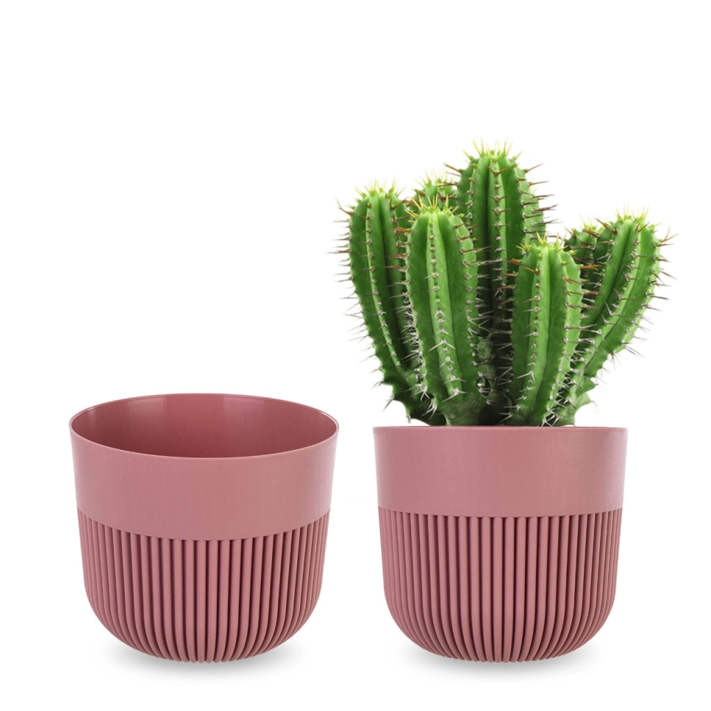 Vaso da fiori KADAX, Coprivaso, 11 cm, Plastica, Rotondo, A coste, Rosa