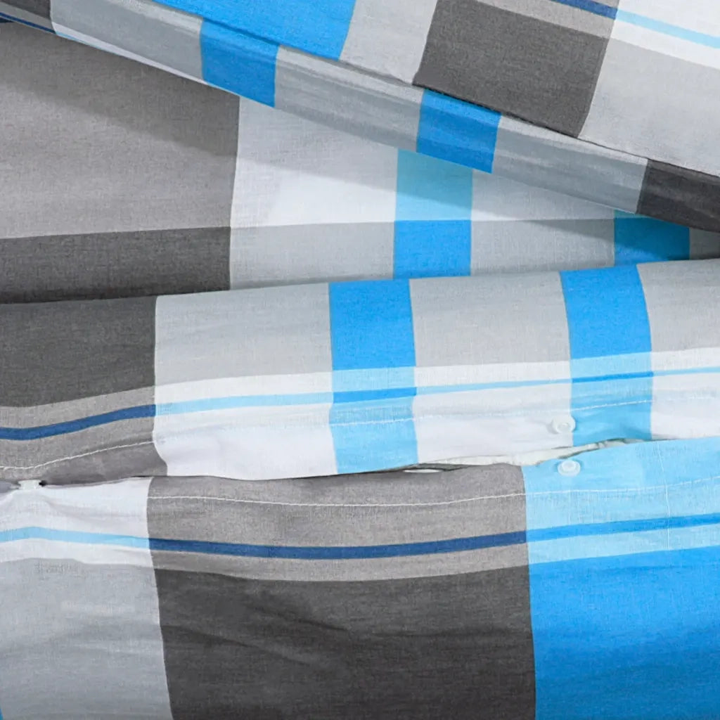 Set Copripiumino Blu e Grigio 200x200 cm in Cotone CFW6829179