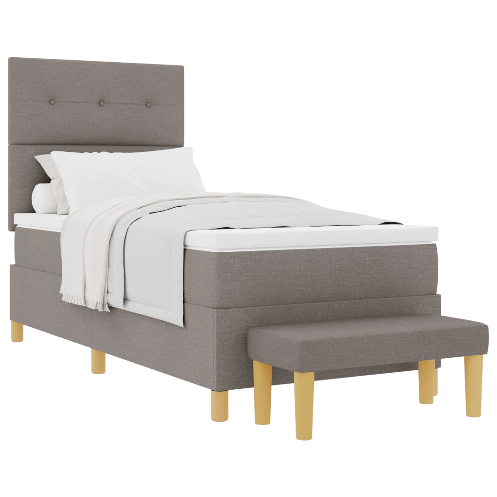 Letto a Box Spring con Materasso e Panchina Tortora 80x200 cm Tessuto