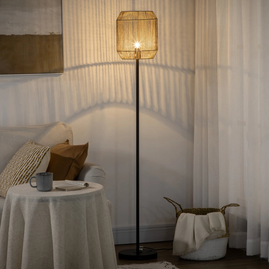 Lampada da terra ¨C Xylo ¨C abat-jour corda carta naturale E27 ?26x164H cm