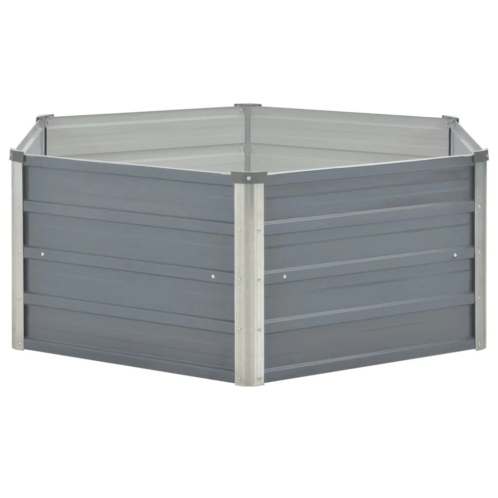 Fioriera rialzata per piante e fiori giardino 129 x 129 x 46 cm acciaio zincato grigio 02_0000790