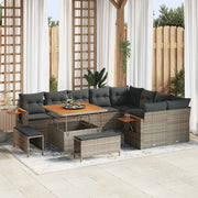 Set Divano da Giardino 12 pcs Grigio polyrattan
