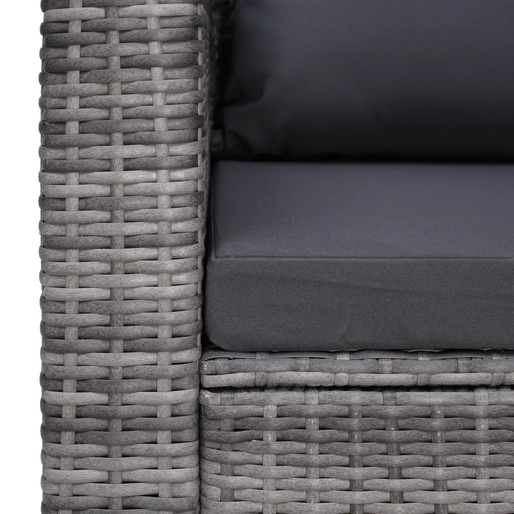 Sedia da Giardino | Sedie da Esterno con Cuscini in Polyrattan Grigio