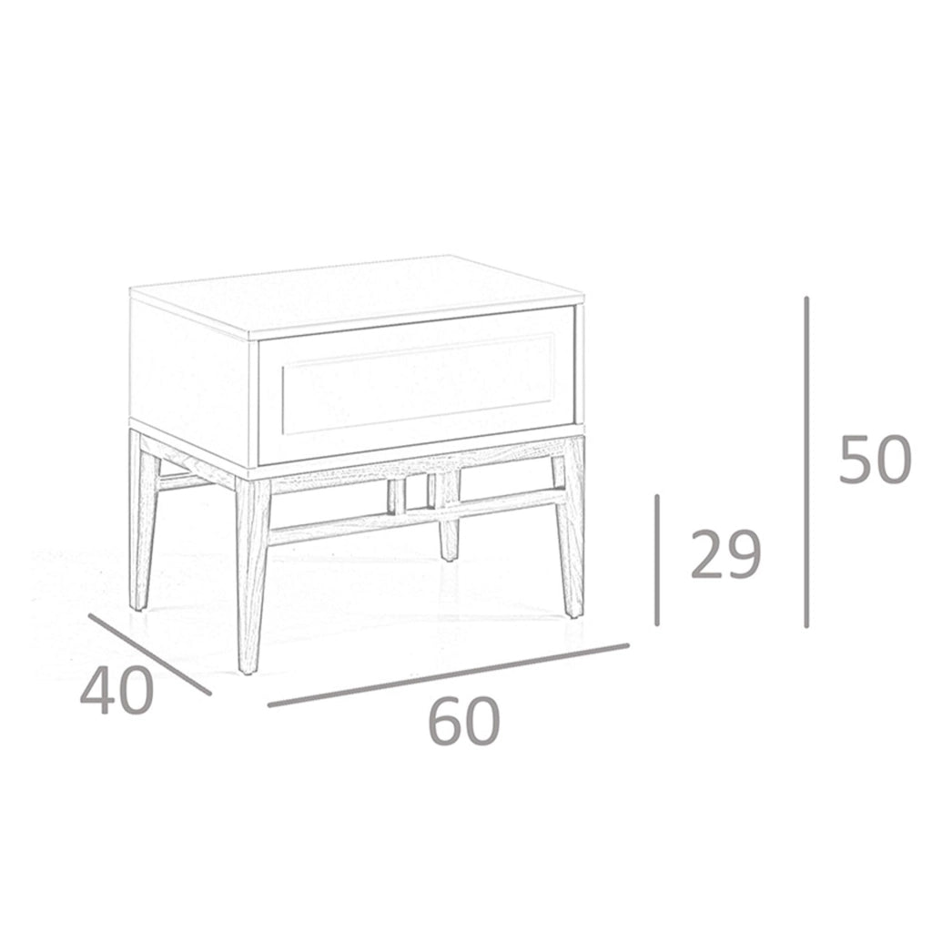 Comodino in legno beige e noce
