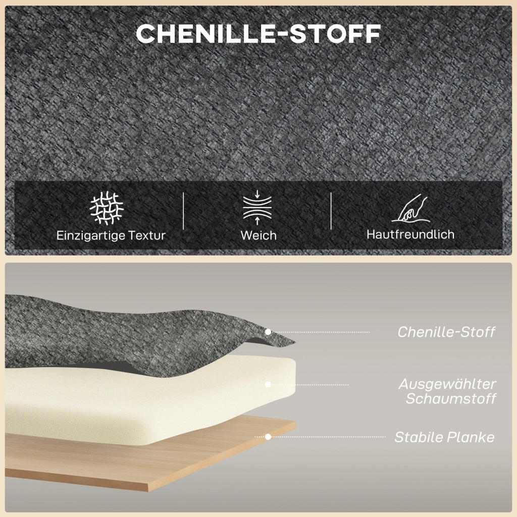 Divano 2 Posti con Braccioli ¨C Zephmum ¨C Grigio, Tessuto, 80x90x90