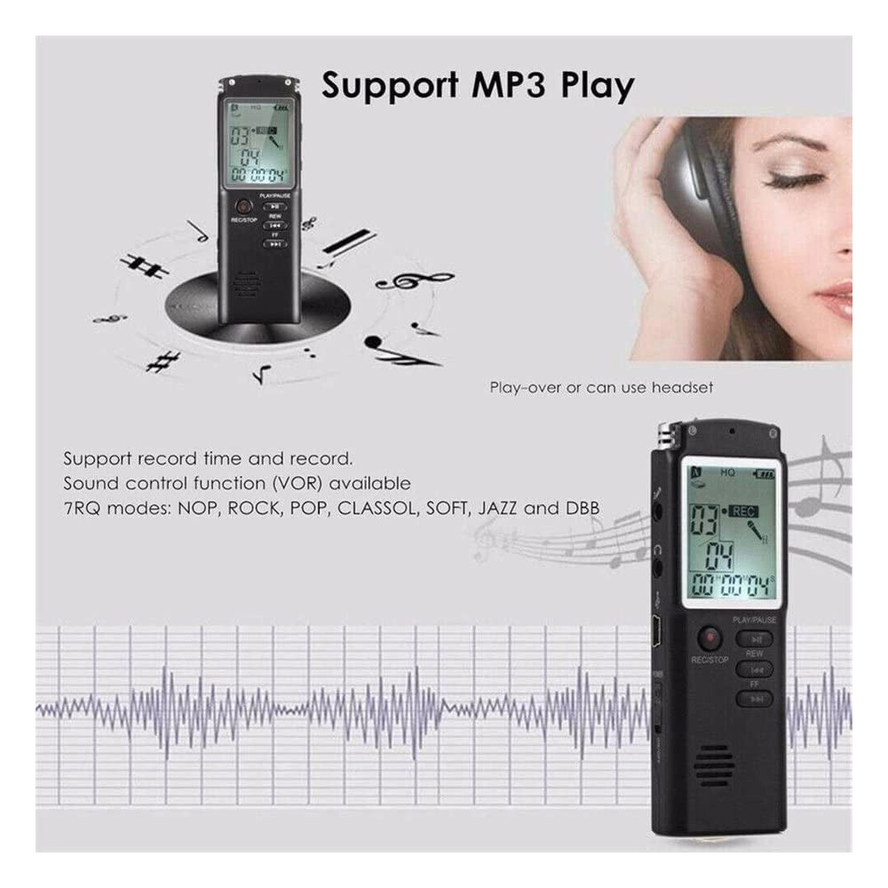 Trade Shop - Registratore Vocale Digitale Registrazione Audio Da 8gb Con Schermo Lcd Q-lc503 -