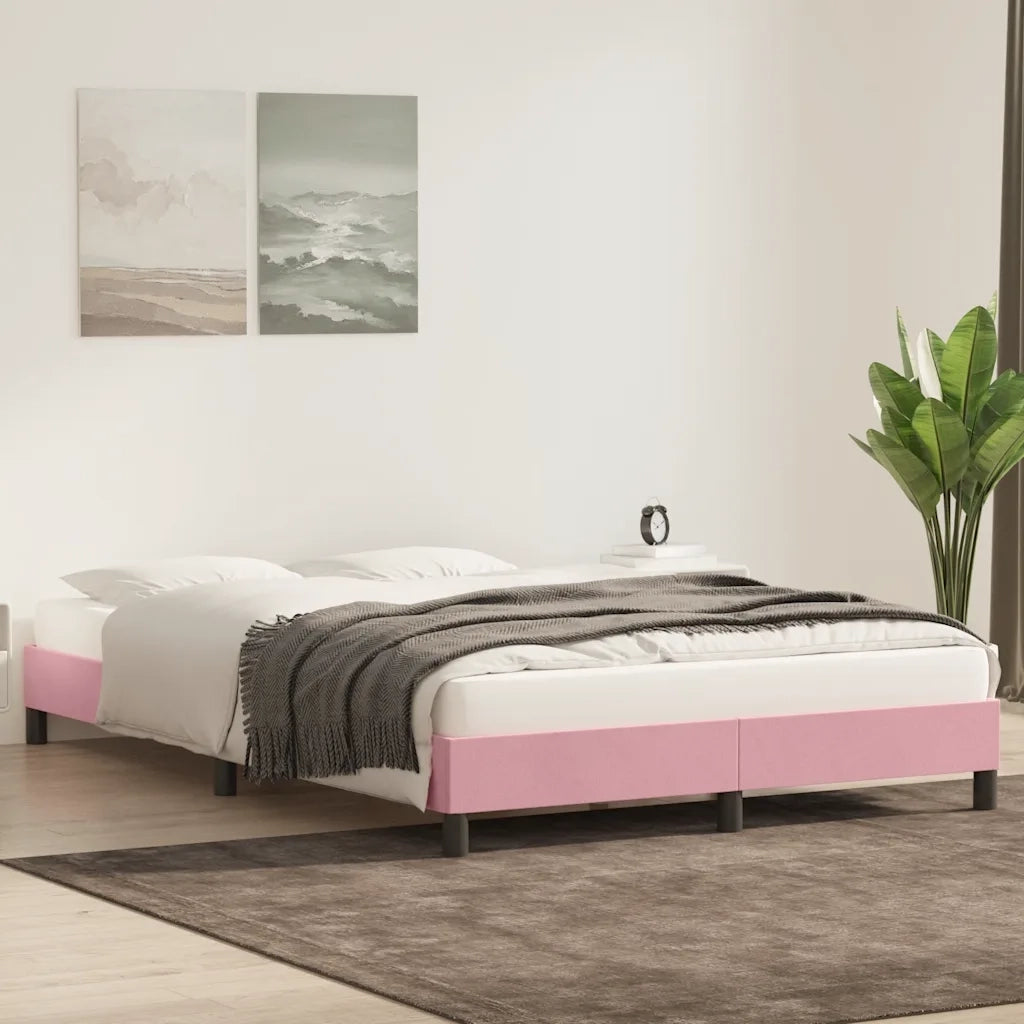 Giroletto senza Materasso-Struttura Letto Rosa 140x210 cm Velluto