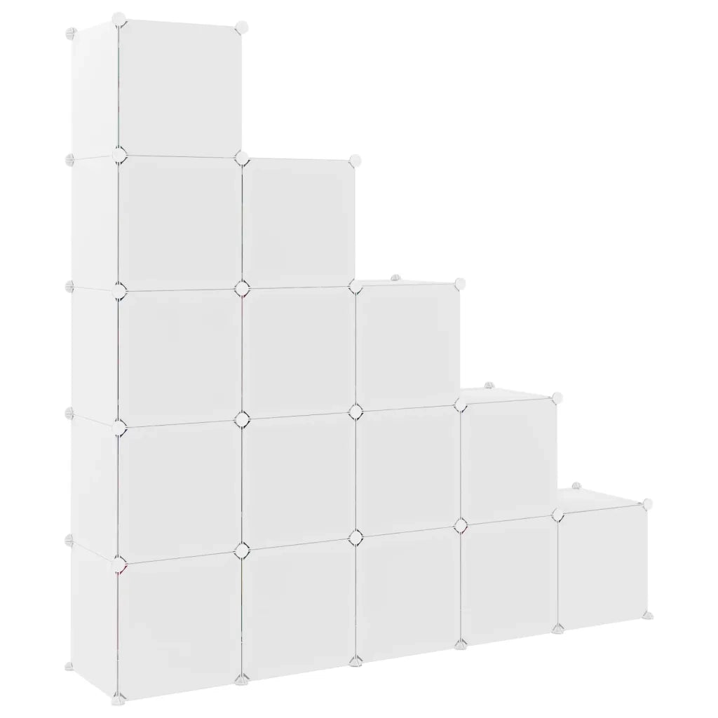 Scaffale Portaoggetti per Bambini con 15 Cubi Bianchi in PP CFW4521953