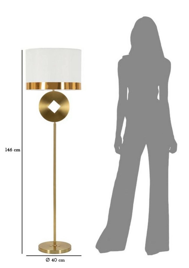 Lampada da terra Telero, Luce da terra, Lampada da pavimento, Lampada a stelo, 40x40 h151 cm, Bianco e Oro