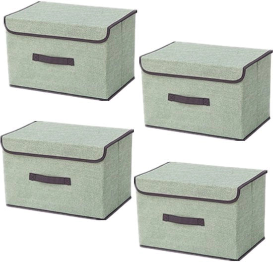 Organizzatore per abiti 4 pezzi - Ripiegabile - Stoffa - Coperchio - Organizzatore per abiti - 36 x 23 x 24 cm - Verde chiaro - Contenitori per archiviazione