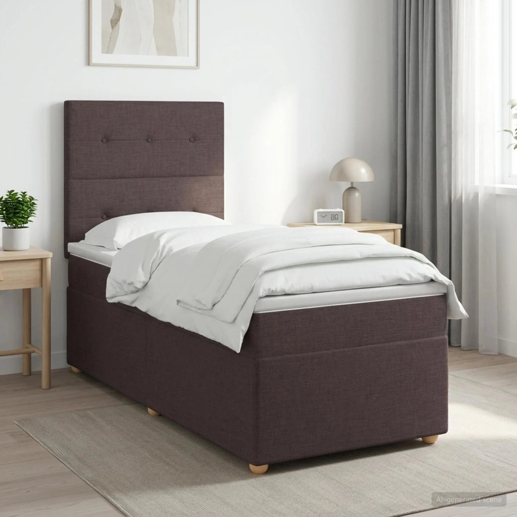 Letto box spring con materasso Marrone Scuro 100 x 200 cm 3453819