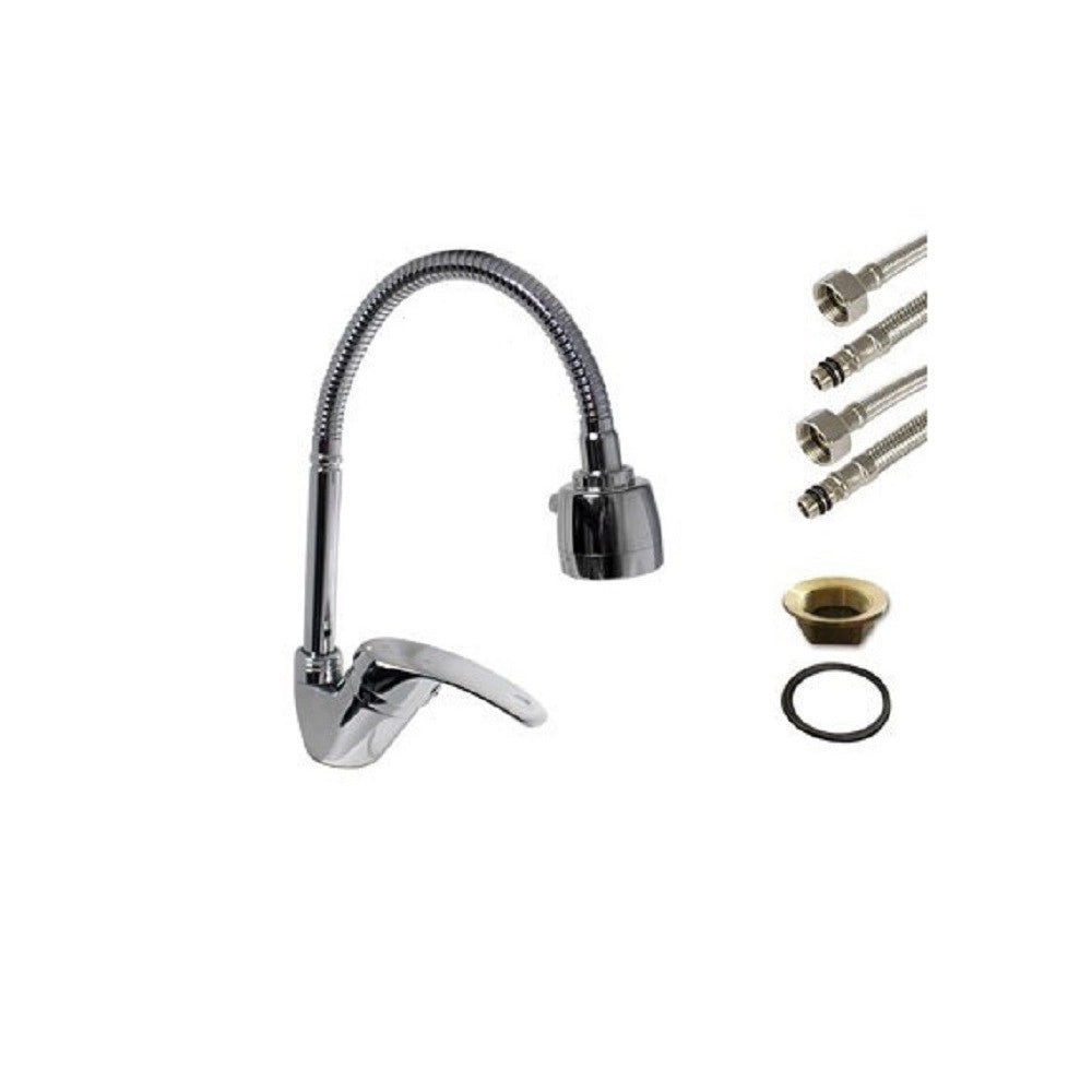 Trade Shop - Rubinetto Miscelatore Per Cucina Canna Alta Flessibile Lavello Doccetta 52934 -