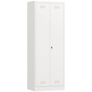 Armadio contenitore in acciaio con 2 vani, 3 ripiani regolabili e asta appendiabiti, per garage, crema, 60 × 40 × 165 cm
