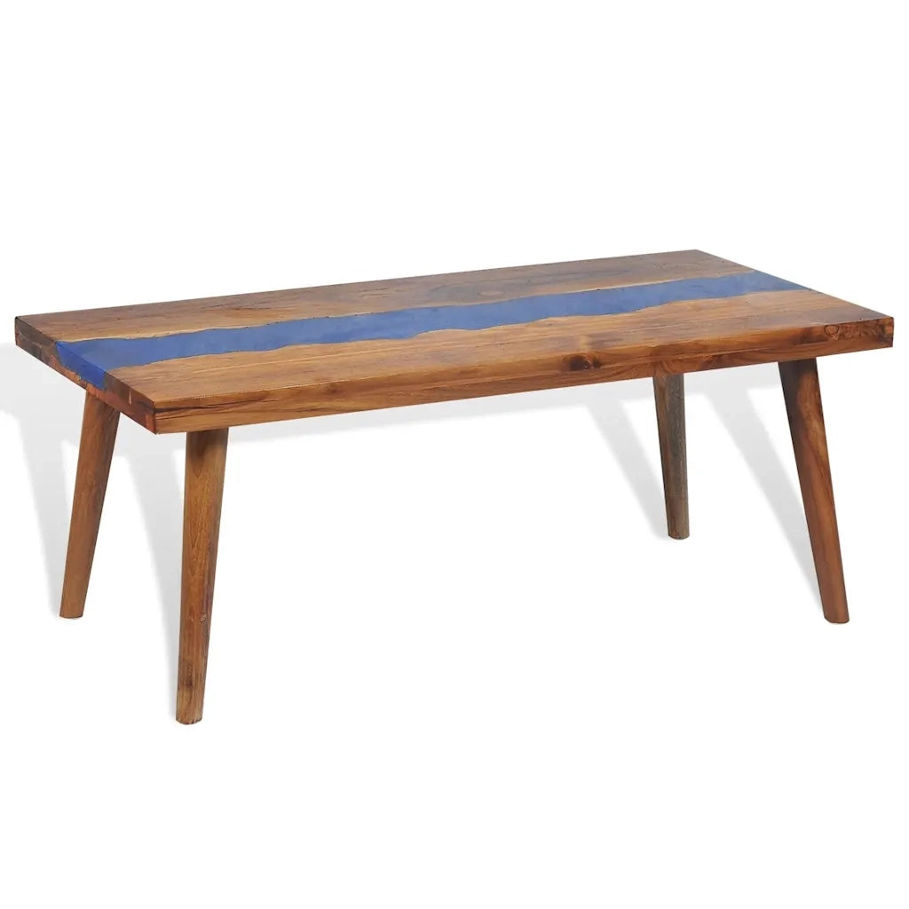 Tavolino da CaffÃ¨ in Legno di Teak e Resina 100x50x40 cm cod mxl 59532