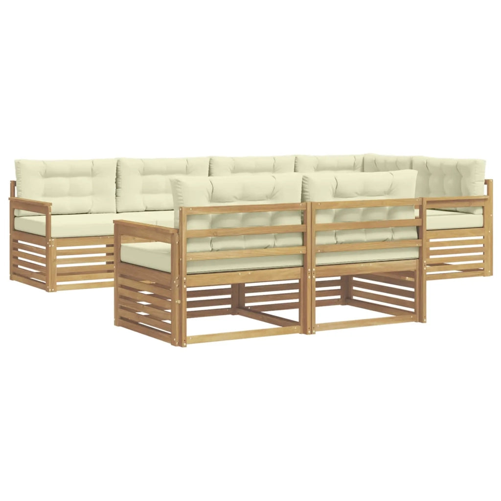 Set di divani da esterno 7 pcs Bianco e Crema Poliestere