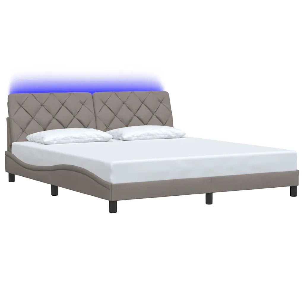 Giroletto con LED senza Materasso Tortora 180x200 cm in Tessuto 3310689