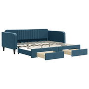 Divano letto | Sof¨¤ letto | Letto singolo Estraibile con Cassetti Blu 100x200 cm in Velluto