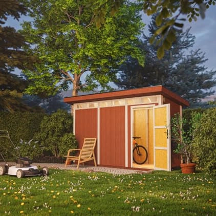 Casetta da Giardino di QUALIT? PREMIUM 4,3m?²-L161xW411cm - TIMBELA M902-HARVEST HONEY