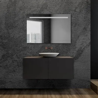 Specchio bagno 105x70 cm con fascia LED superiore bianco naturale