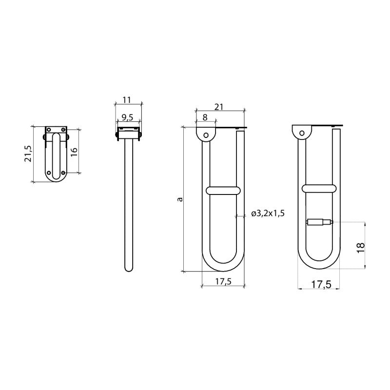 Barra maniglione cm 80 con porta rotolo e piastra rinforzata nylon