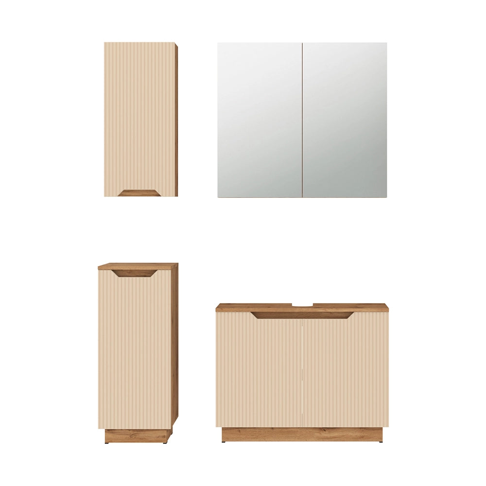 Vicco Set di mobili da bagno Rovere/cashmere a righe 4 parti