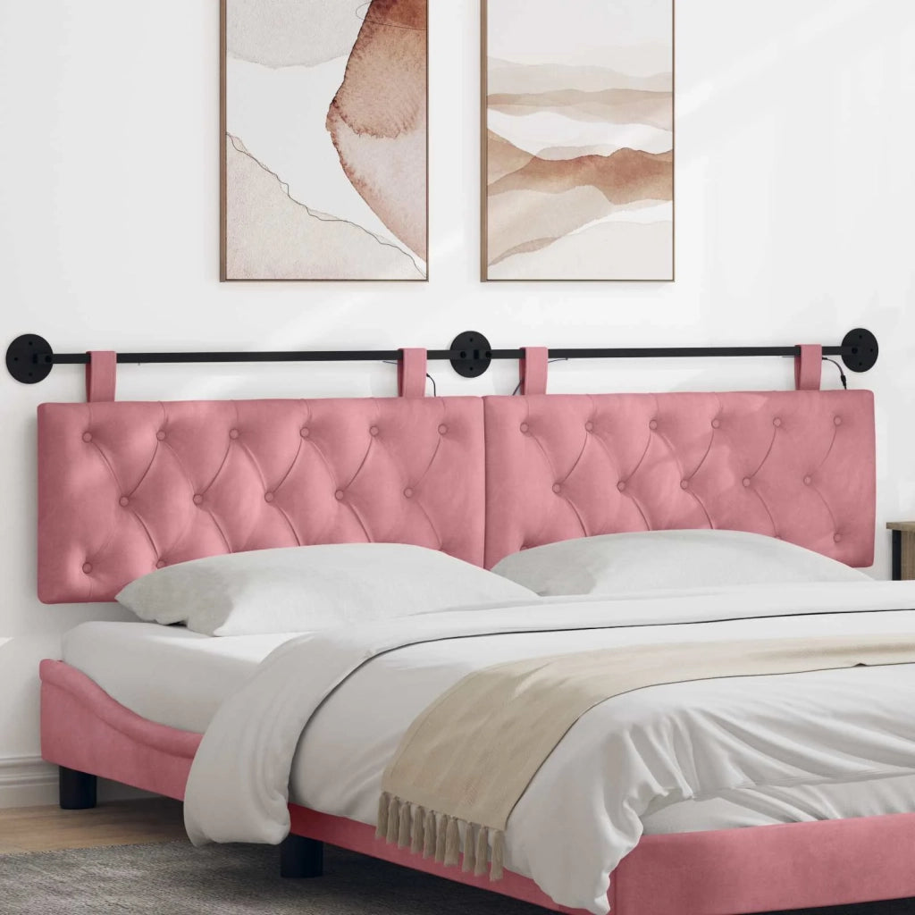 Testiera sospesa Con luce LED Rosa Velluto