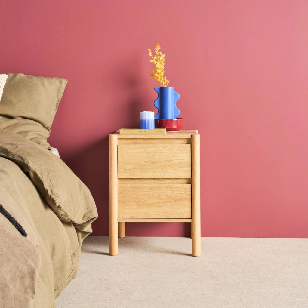 Set 2 comodini decoro legno 2 cassetti , marrone naturale