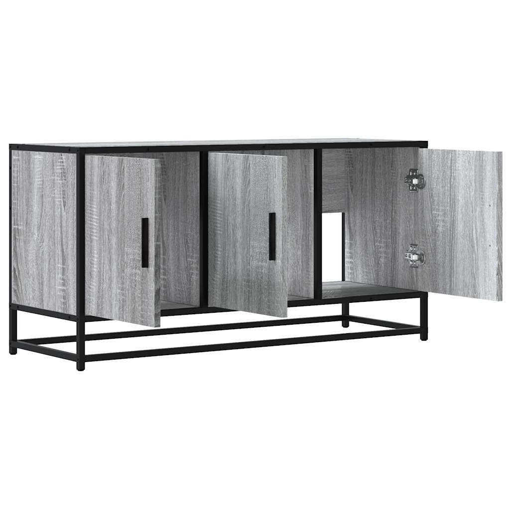 Mobile TV multimediale mensola TV credenza TV sala da pranzo soggiorno camera da letto Sonoma 100 x 35 x 50 cm legno ingegnerizzato e metallo grigio 02_0028337