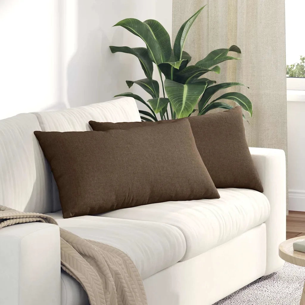 Cuscini da Divano 2 pz | Cuscini per sedie Marrone 80 x 40 cm Tessuto