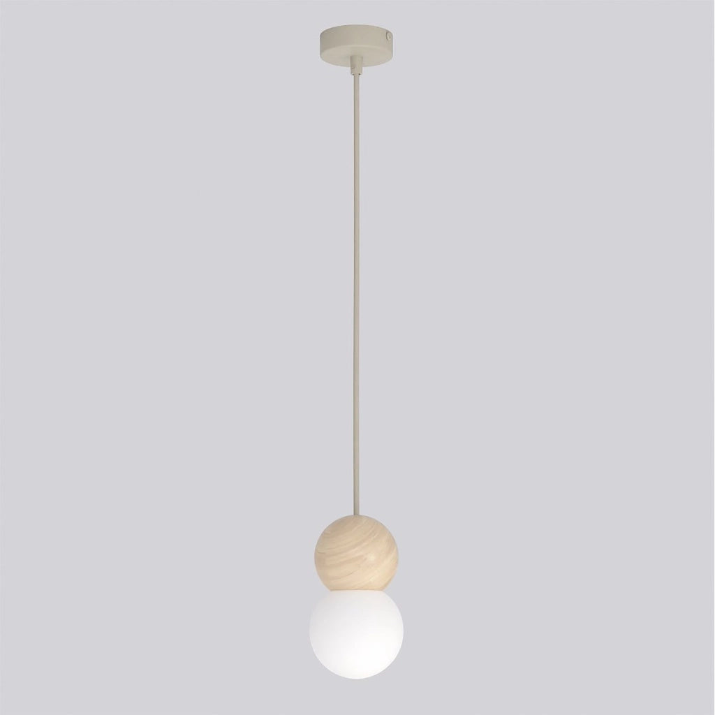 Lampada a sospensione LOOP in acciaio moka e legno