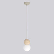Lampada a sospensione LOOP in acciaio moka e legno