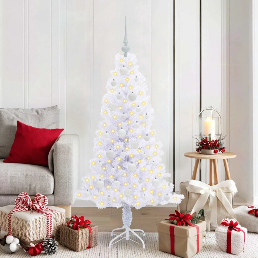 Albero di Natale | Decorazioni natalizie artificiale Bianco 150 cm PVC e Acciaio