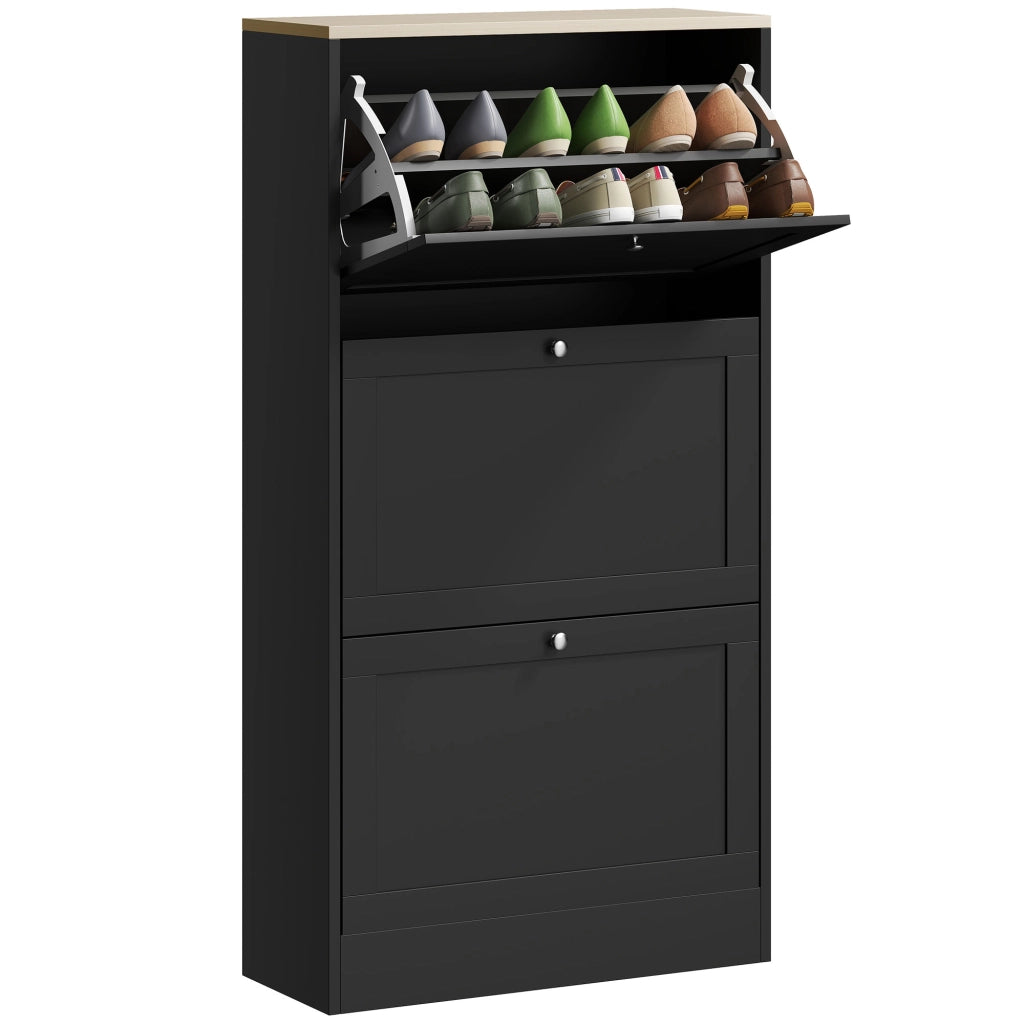 Scarpiera 3 Ante con Ripiani ¨C Zephmum ¨C Nero 60x23.5x115 cm