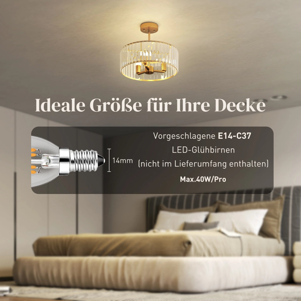 Lampadario a sospensione cristallo 3 luci ¨C Xylo ¨C metallo oro design classico